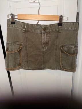 BDG Olive Green Cargo Mini Skirt